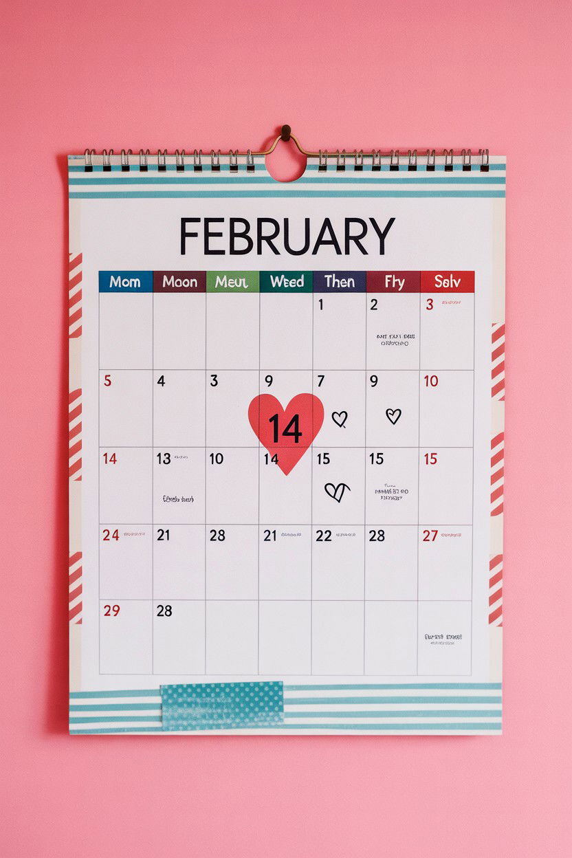 Wall Calendar Accent - 25 Valentine's Day Washi Tape Ideas