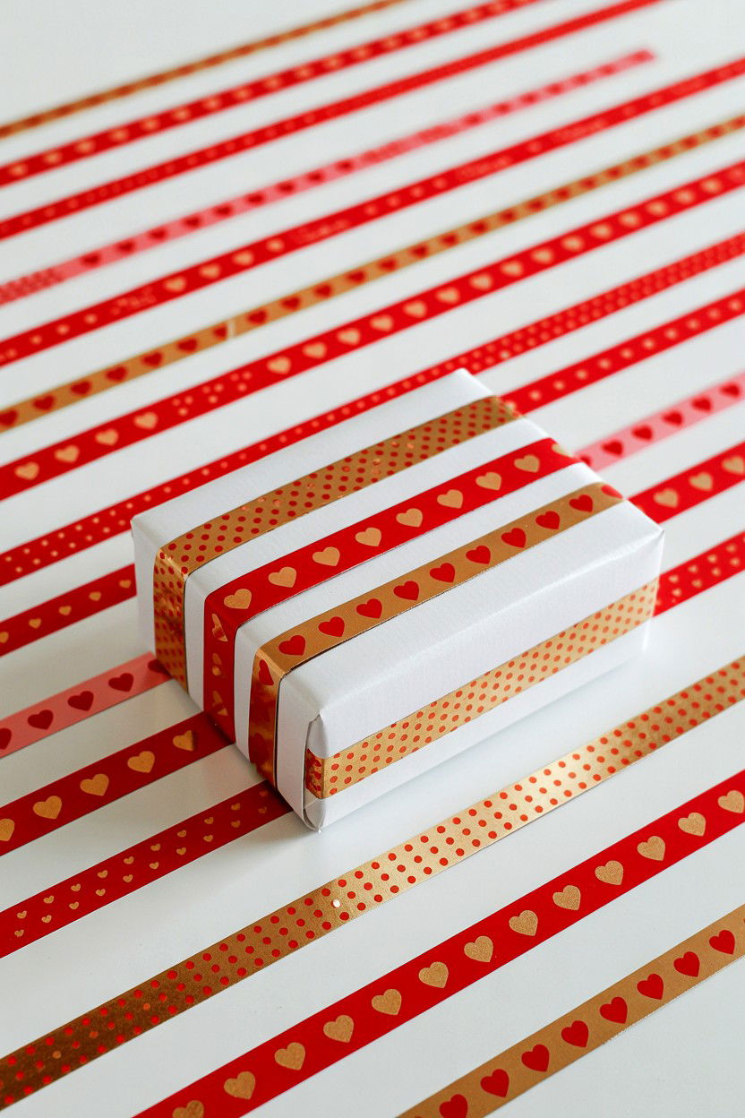 Washi Tape Accents - 25 Valentine's Day Gift Wrapping Ideas