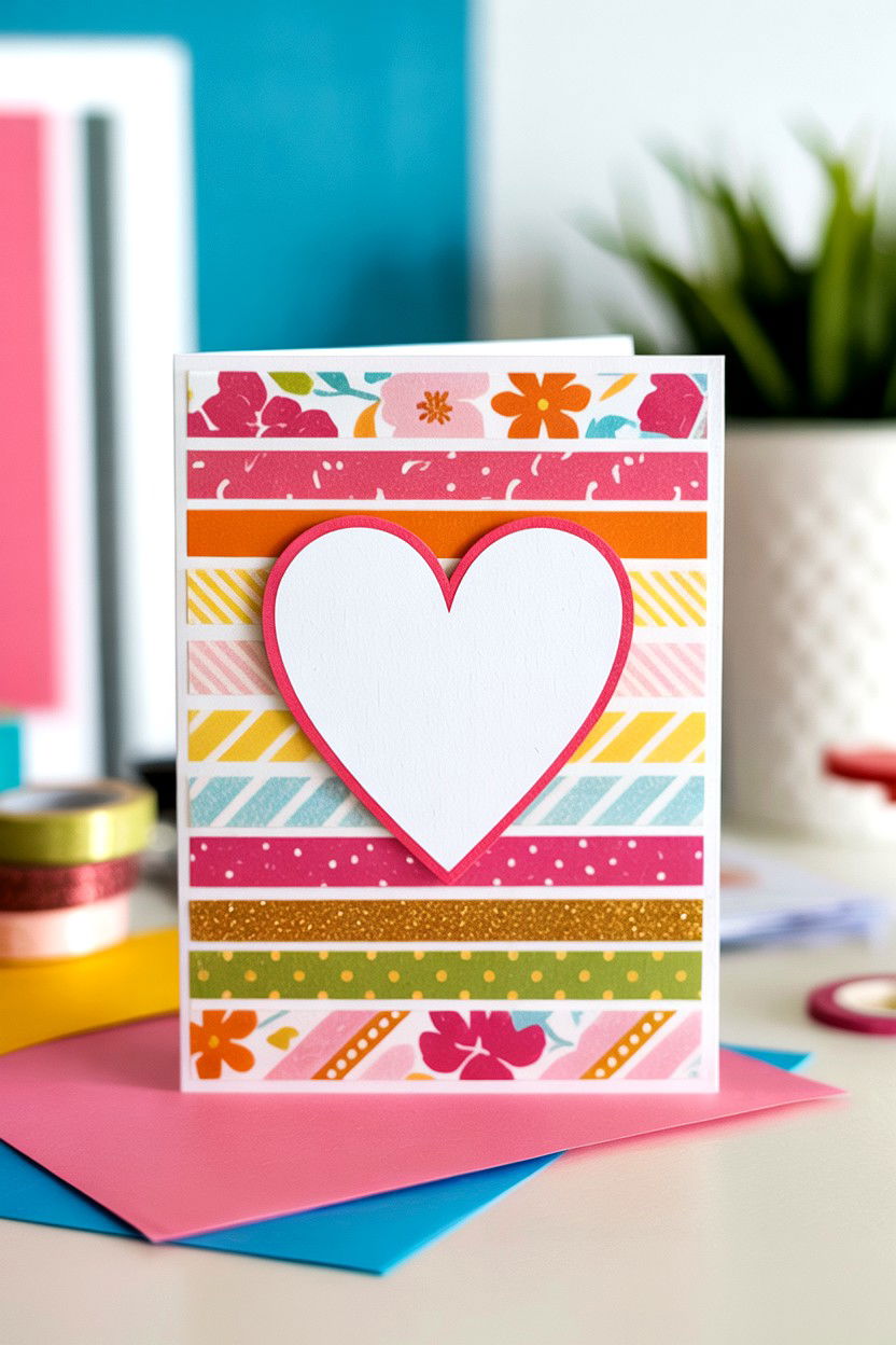 Washi Tape Card - 25 Handmade Valentine's Day Cards