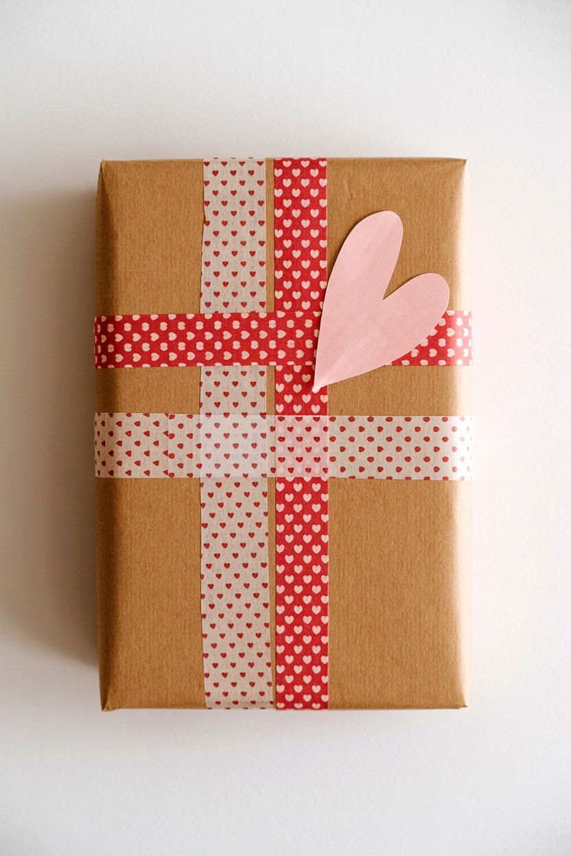 Washi Tape Gift Wrap - 25 Valentine's Day Wrapping Paper Ideas