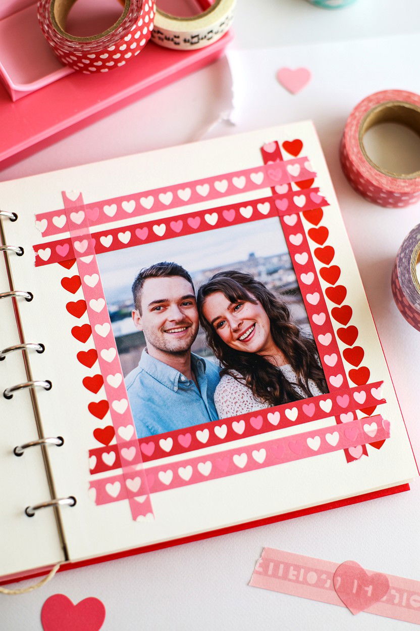Washi Tape Scrapbook Decoration - 25 Valentine's Day Scrapbook Layout Ideas