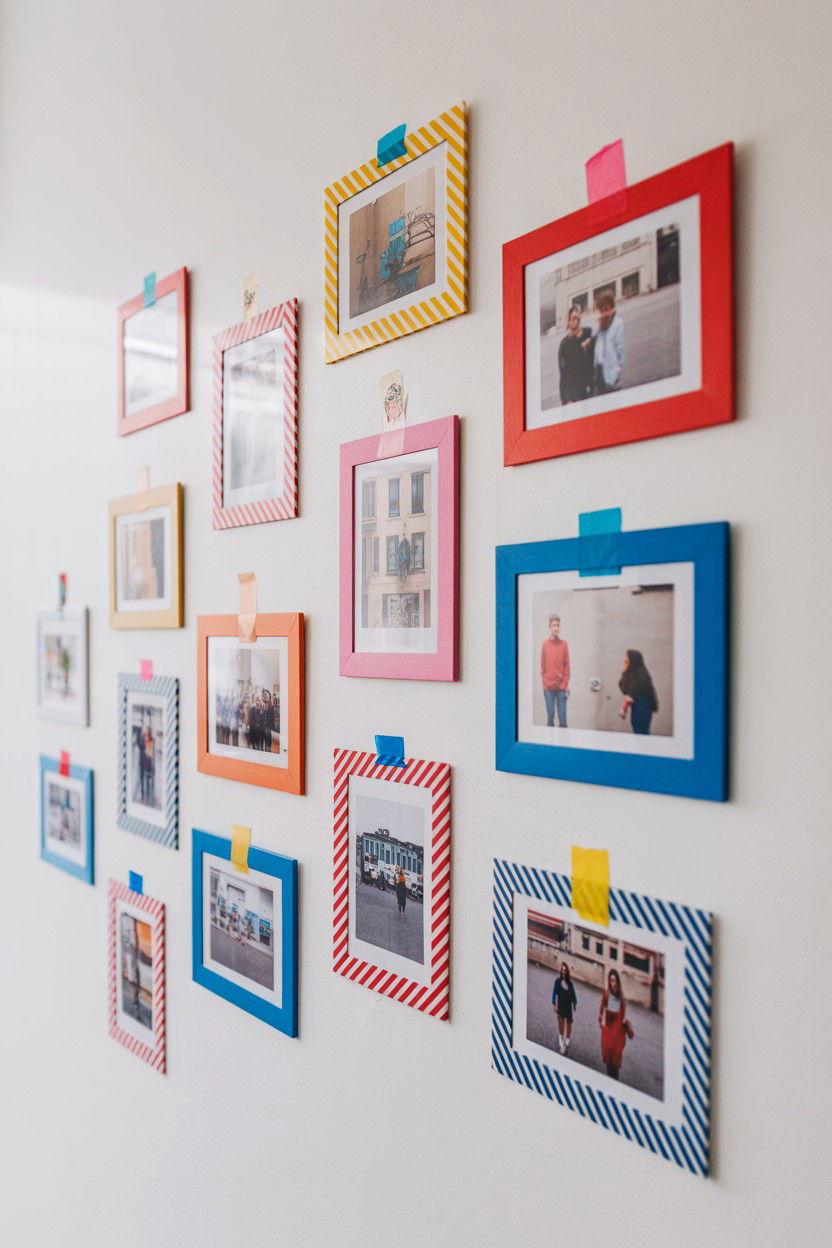 Washi Tape Wall Gallery - 25 Valentine's Day Photo Collage Ideas