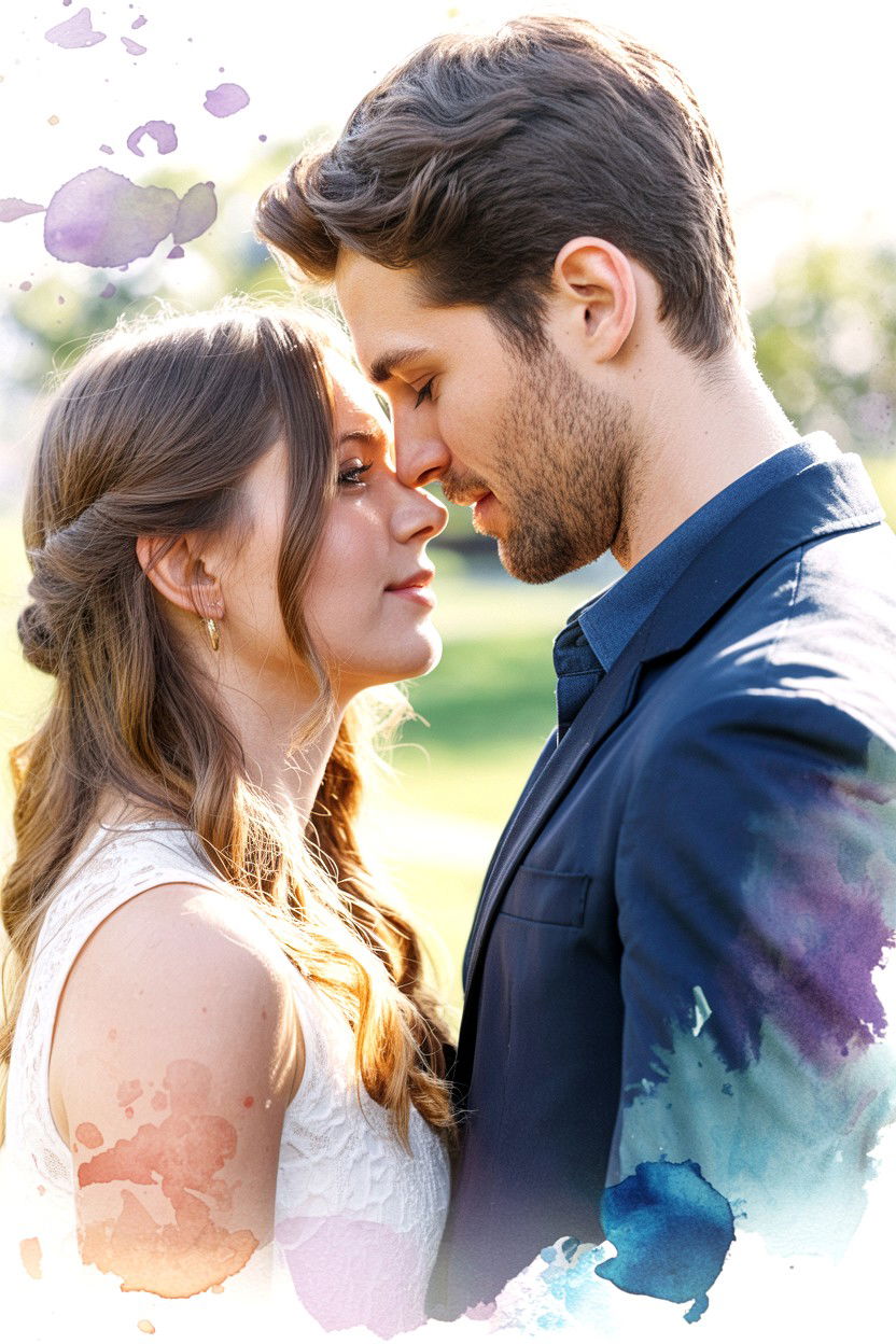 Watercolor Couple Portrait - 25 Valentine's Day Custom Portrait Ideas