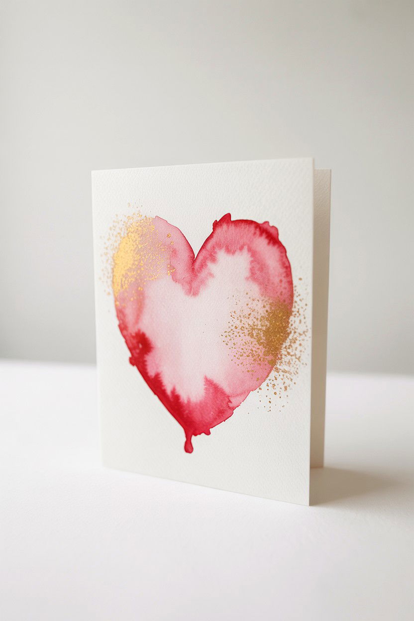 Watercolor Heart Card - 25 Handmade Valentine's Day Cards