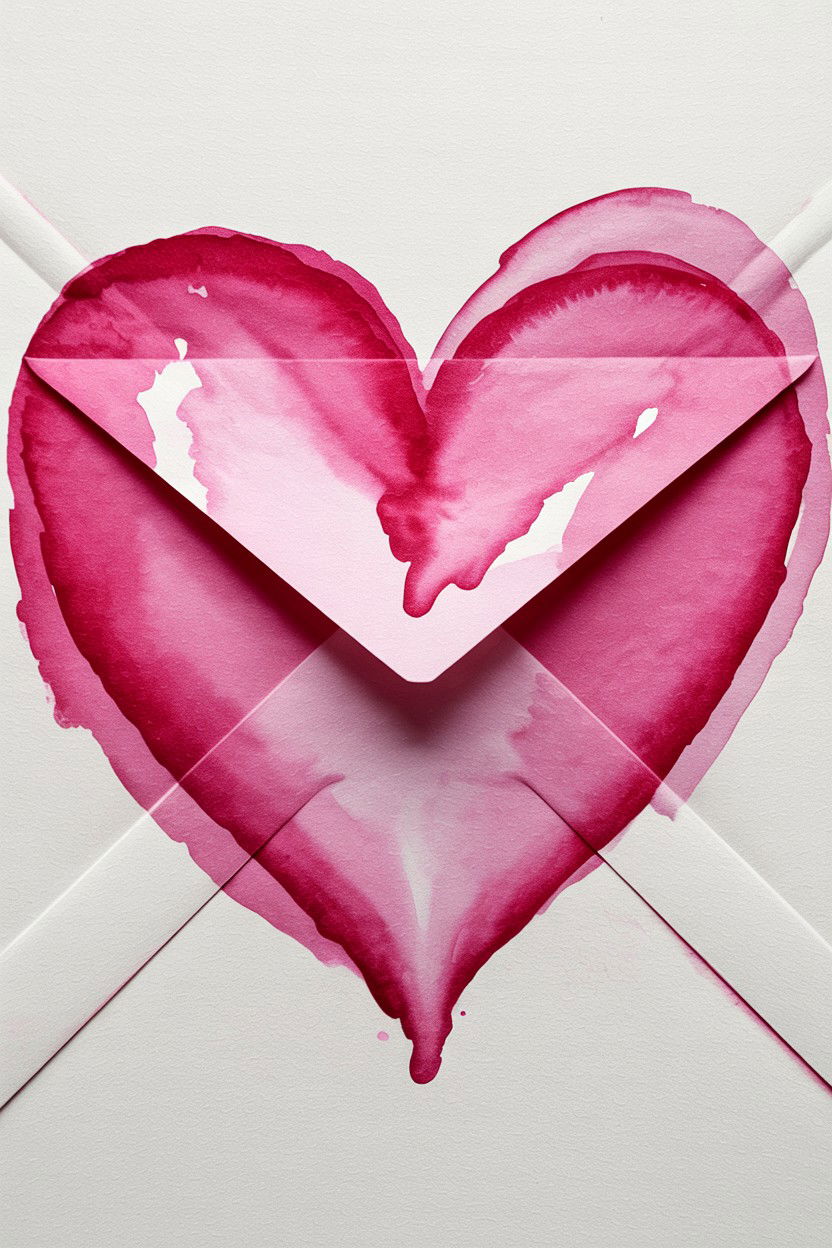 Watercolor Heart Valentine Envelope - 25 Valentine's Day Envelope Ideas