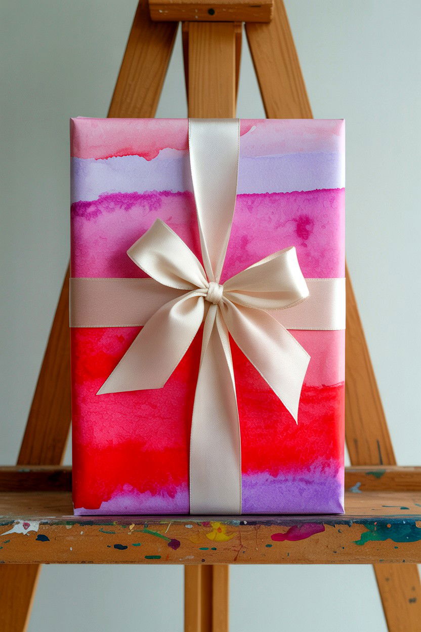 Watercolor Painted Paper - 25 Valentine's Day Gift Wrapping Ideas
