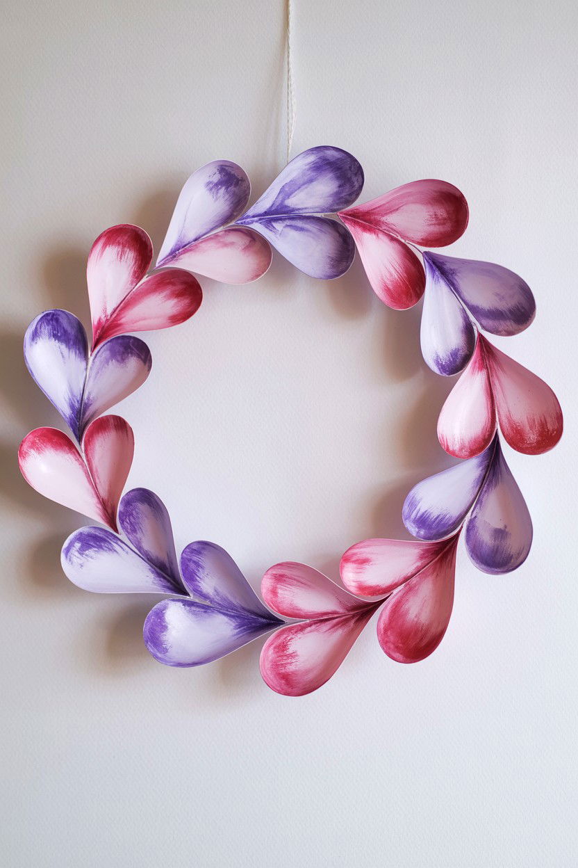 Watercolor Paper Heart Wreath - 25 Paper Valentine's Day Wreath Ideas