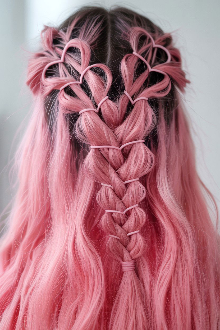 Waterfall Braid With Hearts - 25 Valentine's Day Braided Hairstyles