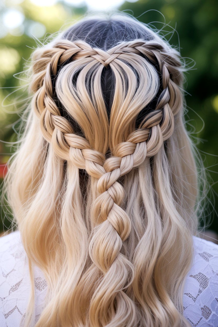 Waterfall braid heart - 25 Valentine's Day Waterfall Braid Ideas