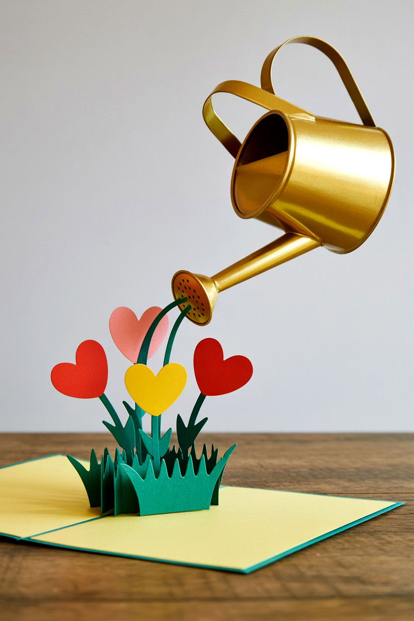 Watering Can Flowers - 25 Pop Up Valentine's Day Card Ideas