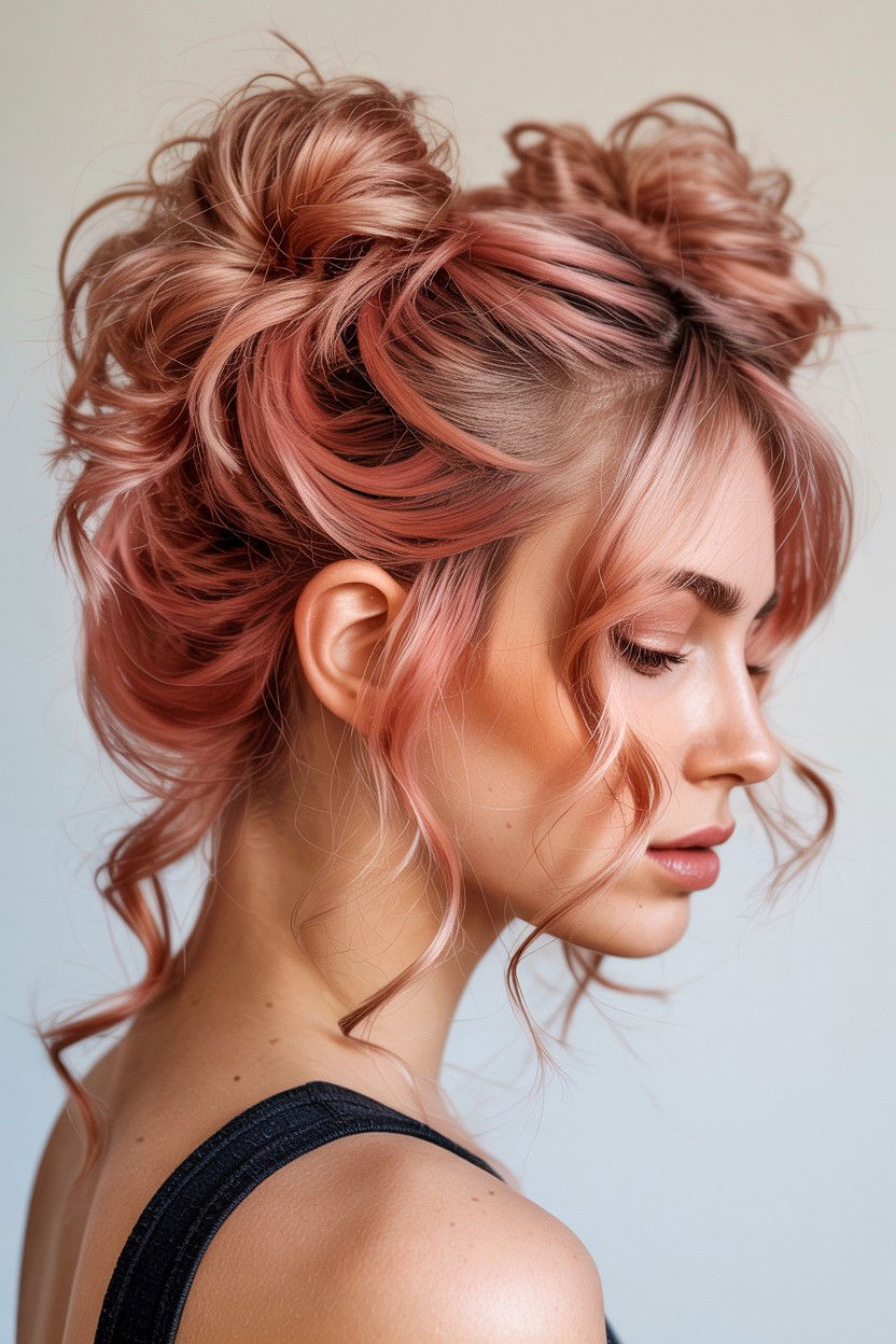 Wavy space buns - 25 Valentine's Day Space Buns Ideas