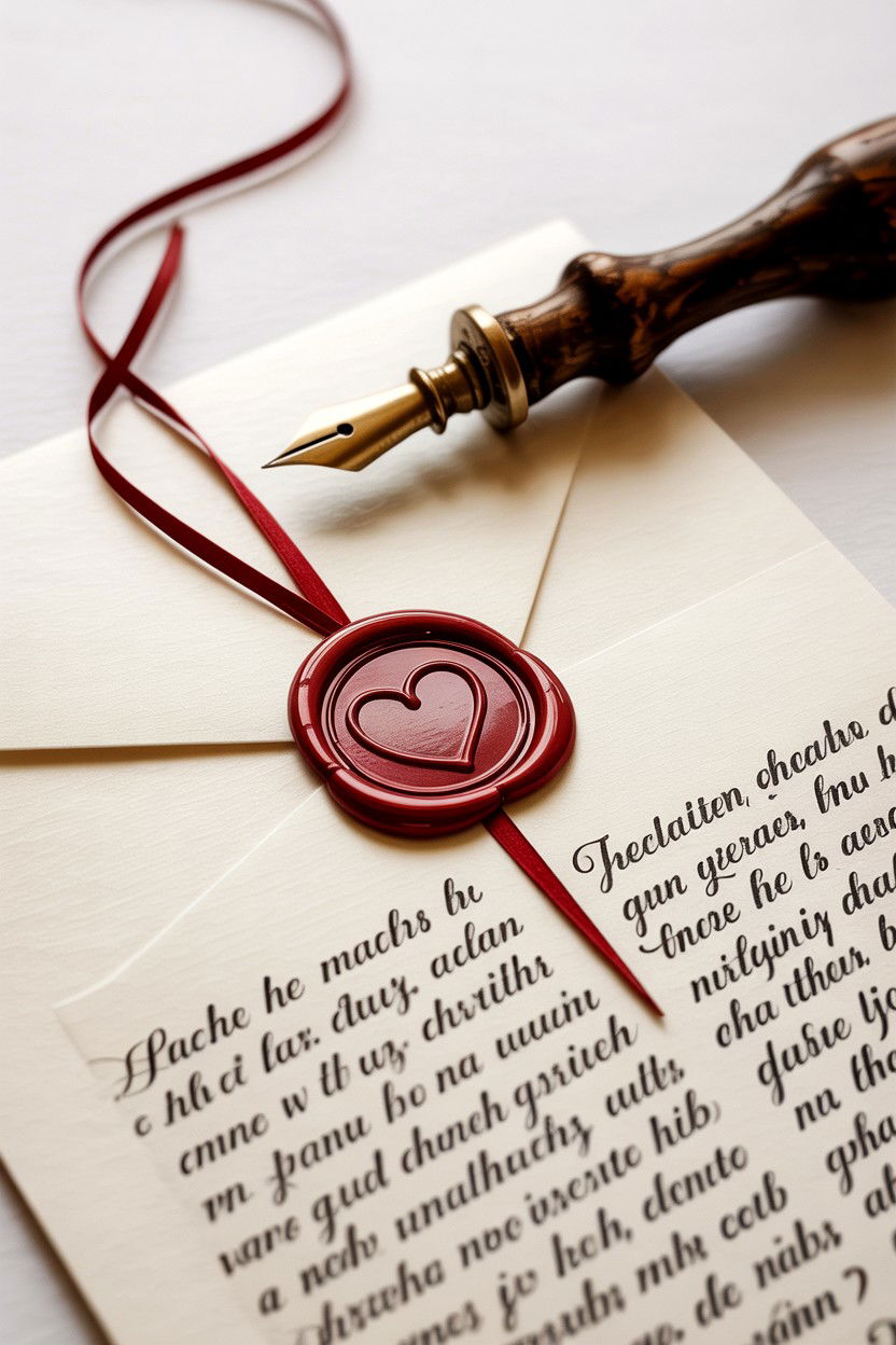 Wax Seal Calligraphy Card - 25 Calligraphy Valentine's Day Card Ideas
