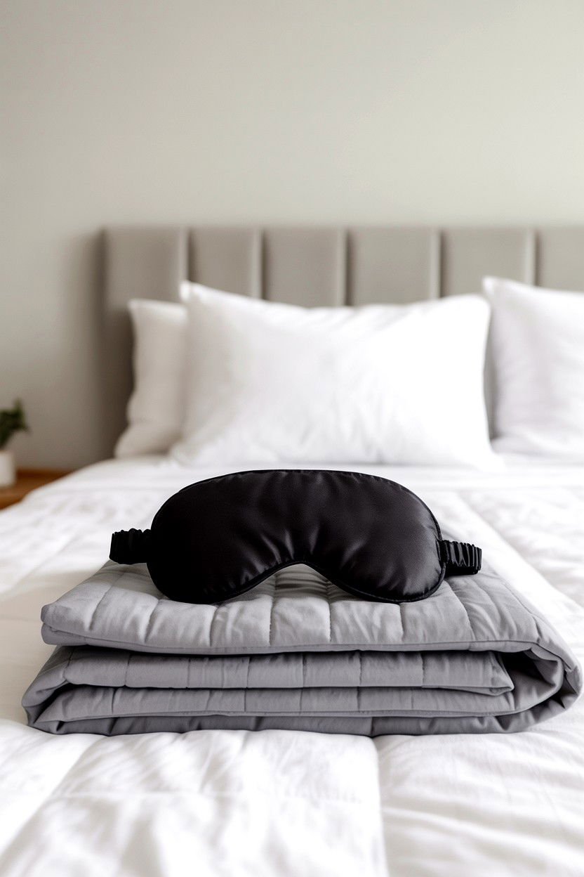 Weighted blanket and eye mask kit - 25 Valentine's Day Relaxation Gift Basket Ideas