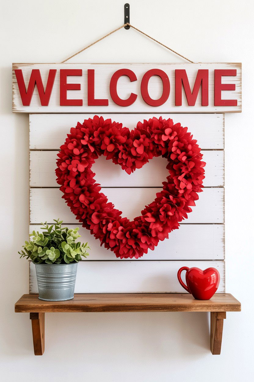 Welcome Valentine Sign - 25 Valentine's Day Porch Sign Ideas