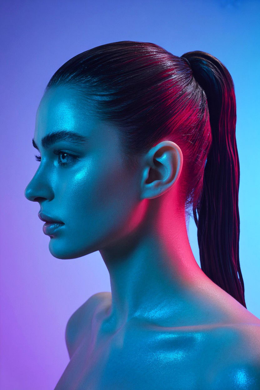 Wet Look Sleek Ponytail - 25 Valentine's Day Sleek Ponytail Ideas