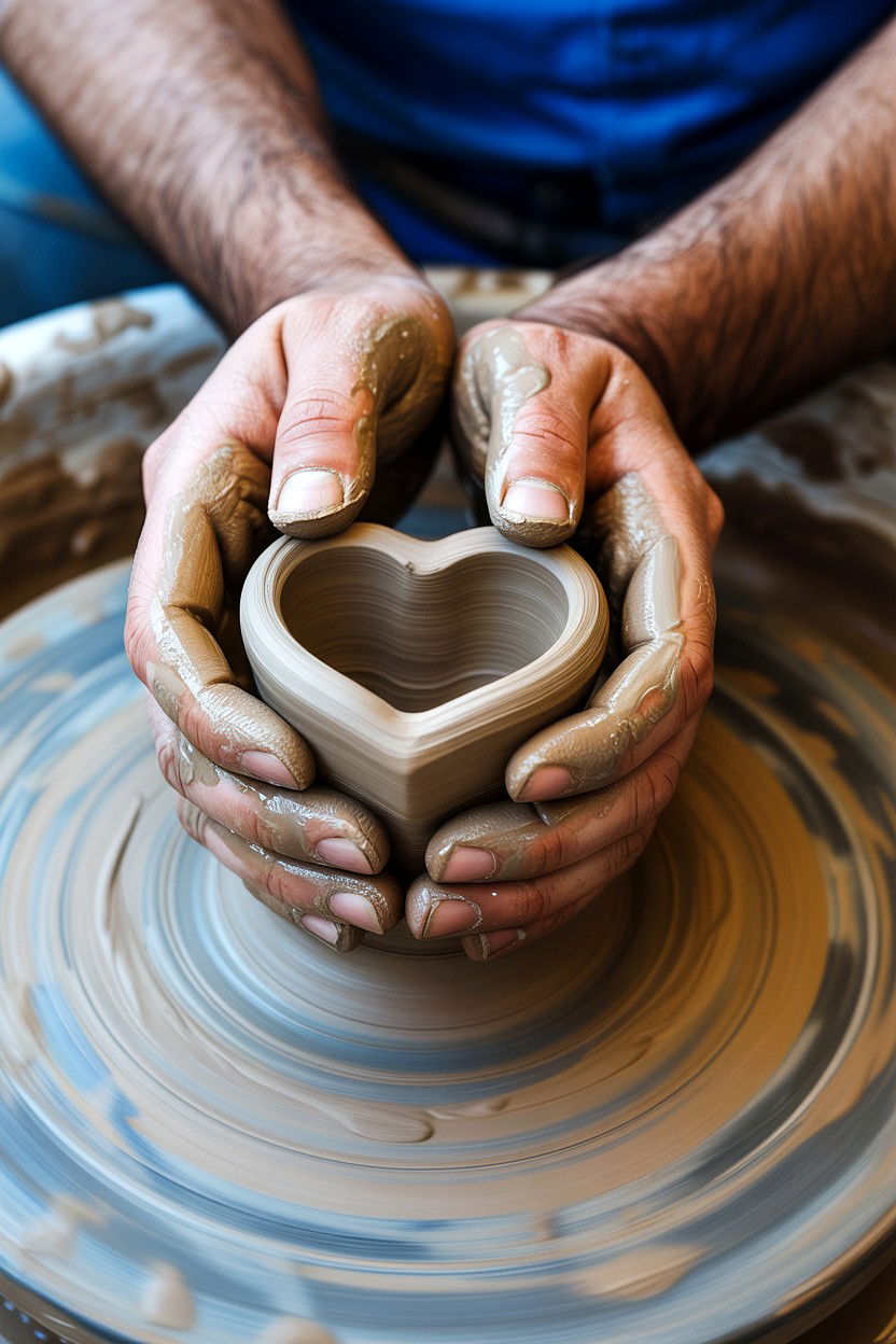 Wheel Thrown Pottery - 25 Valentine's Day Art Class Ideas
