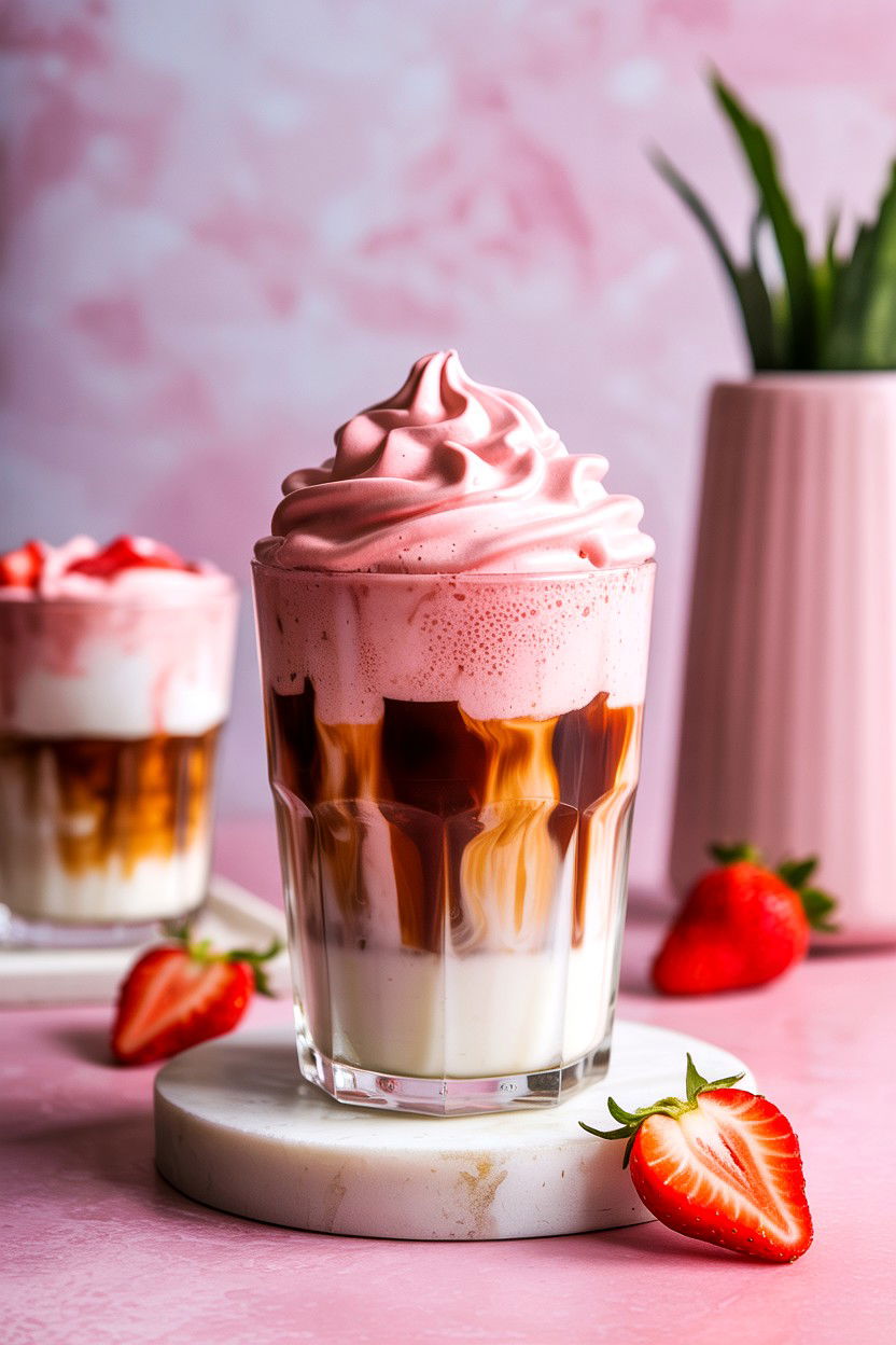 Whipped Strawberry Milk Latte - 25 Valentine's Day Latte Ideas
