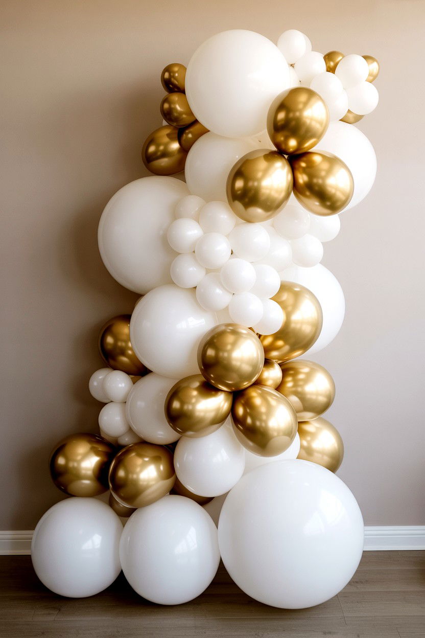 White And Gold Balloon Backdrop - 25 Valentine's Day Gold Balloon Ideas