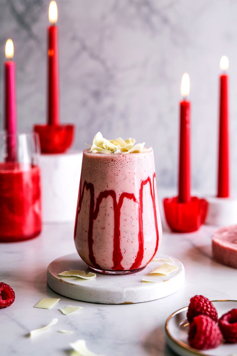 White Chocolate Raspberry Smoothie - 25 Valentine's Day Smoothie Recipes