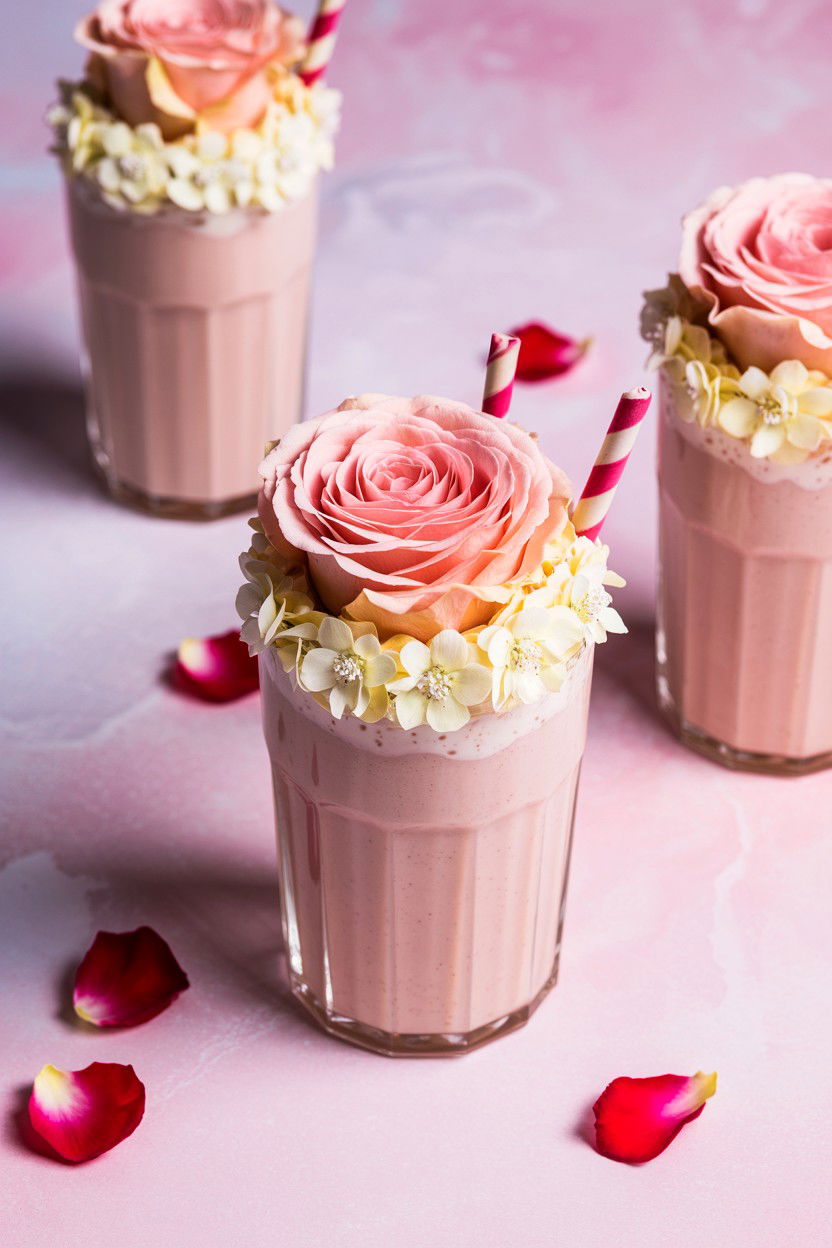 White Chocolate Rose Milkshake - 25 Valentine's Day Milkshake Ideas