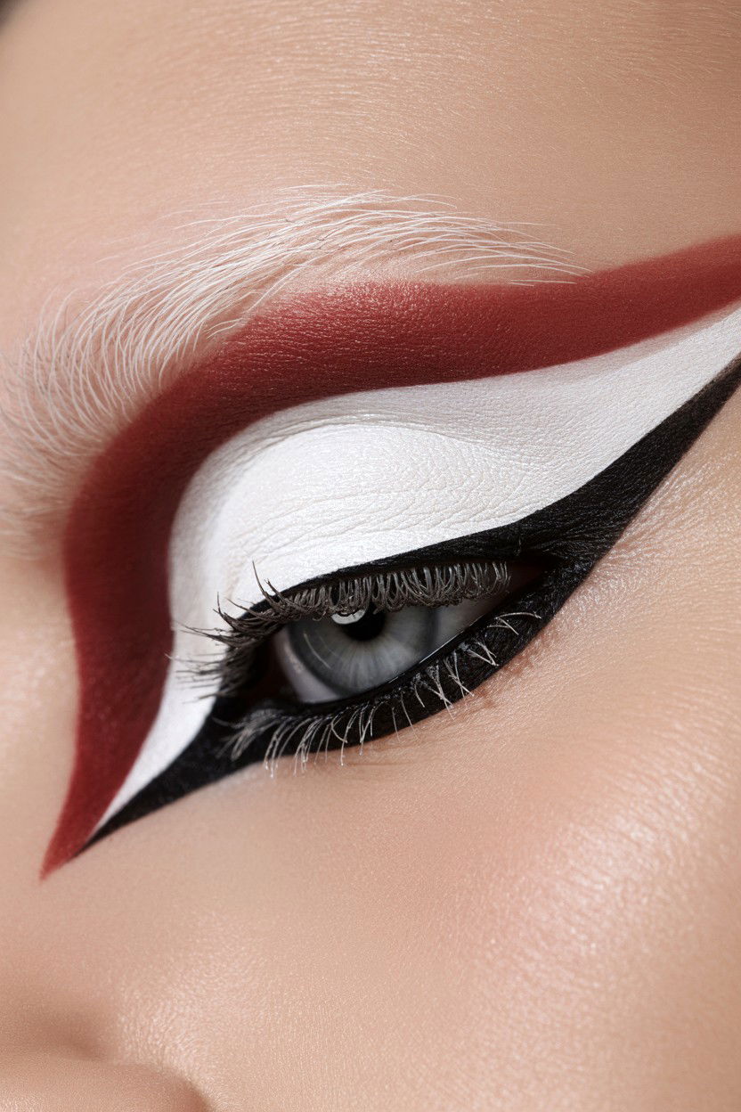 White Cut Crease - 25 Cut Crease Valentine's Day Makeup Ideas