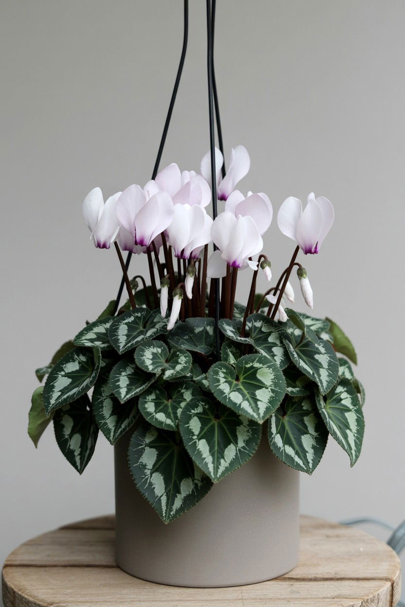 White Cyclamen Hanging Basket - 25 Valentine's Day Hanging Basket Ideas