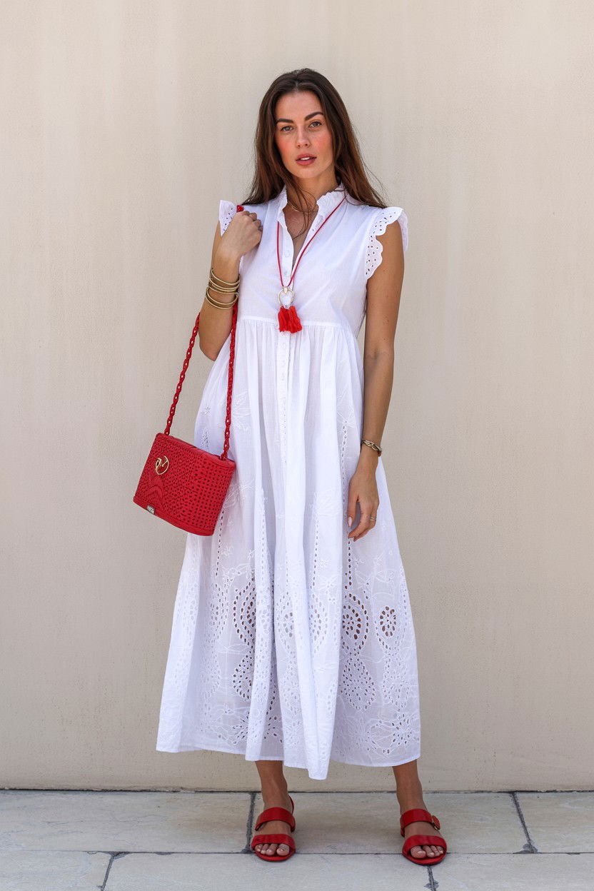 White Eyelet Maxi Dress - 25 Valentine's Day Maxi Dress Ideas
