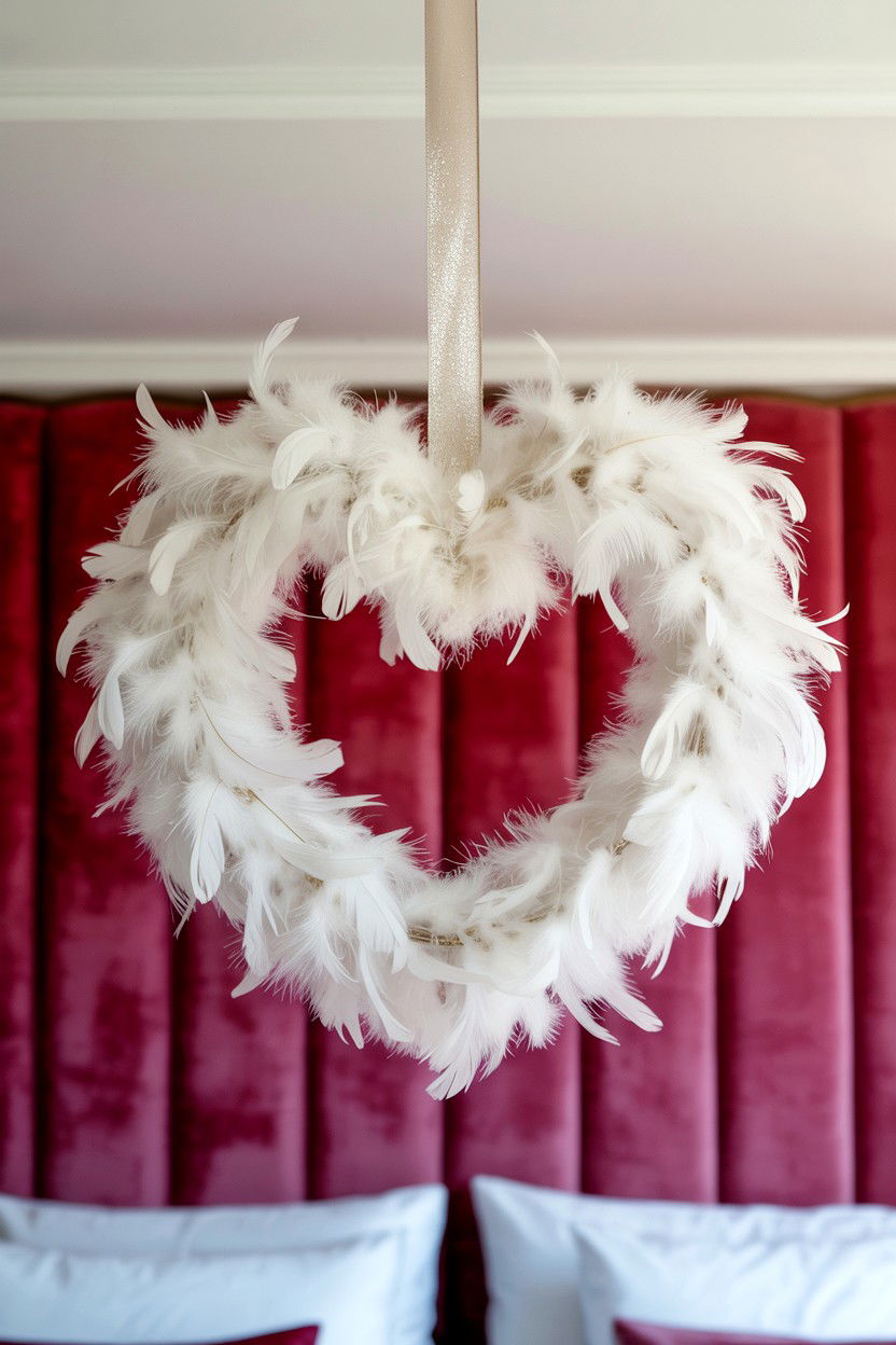 White Feather - 25 Elegant Valentine's Day Wreath Ideas