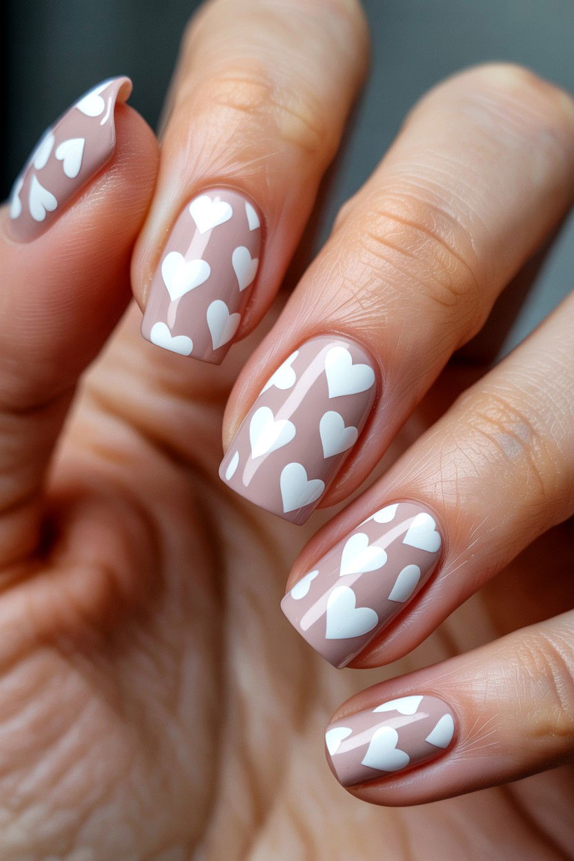 White Heart Nail Art - 25 Minimalist Valentine's Day Nails