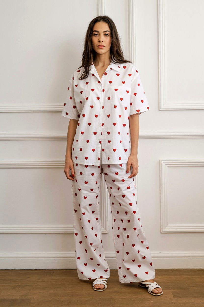 White Heart Print Set - 25 Valentine's Day Matching Set Ideas