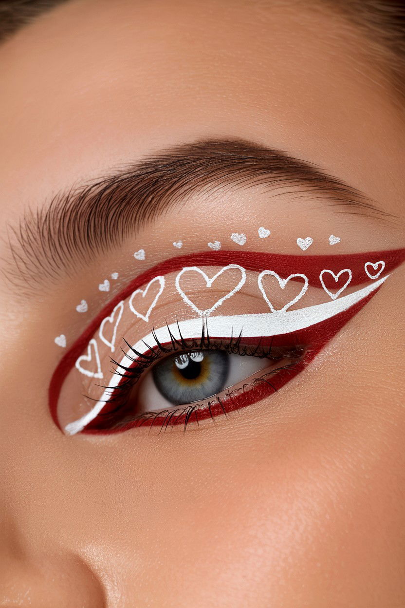 White Heart Winged Eyeliner - 25 Valentine's Day Graphic Liner Ideas