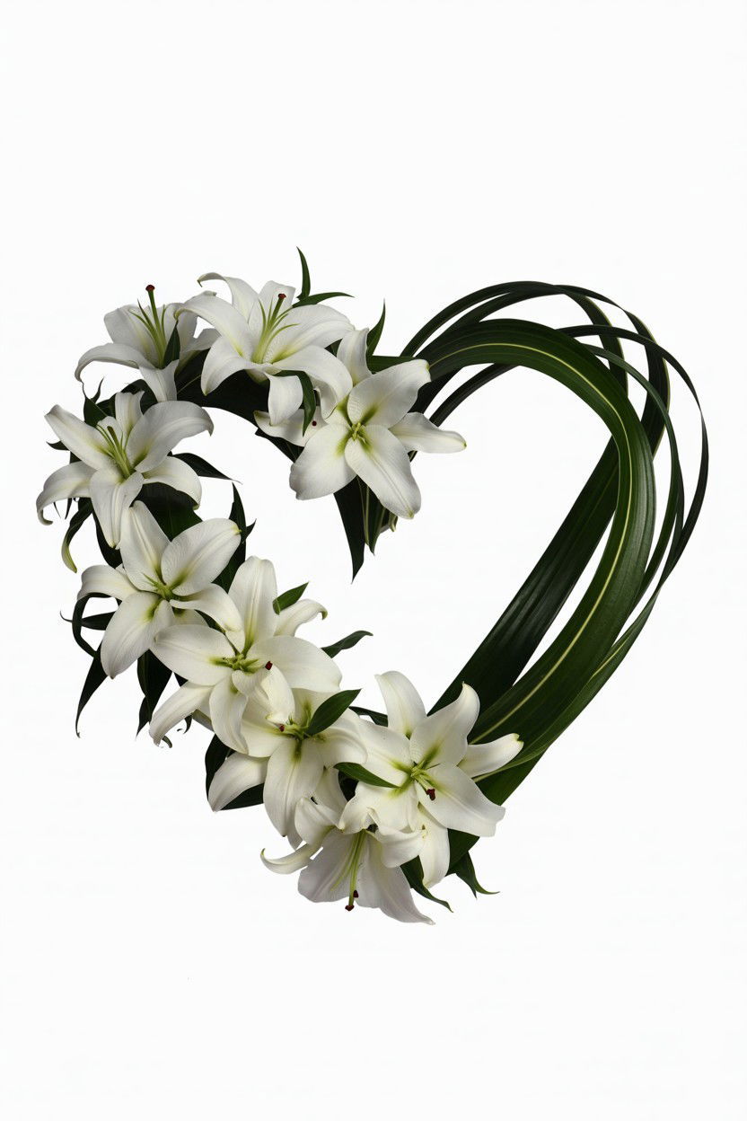 White Lily Heart Centerpiece - 25 Valentine's Day Flower Heart Ideas