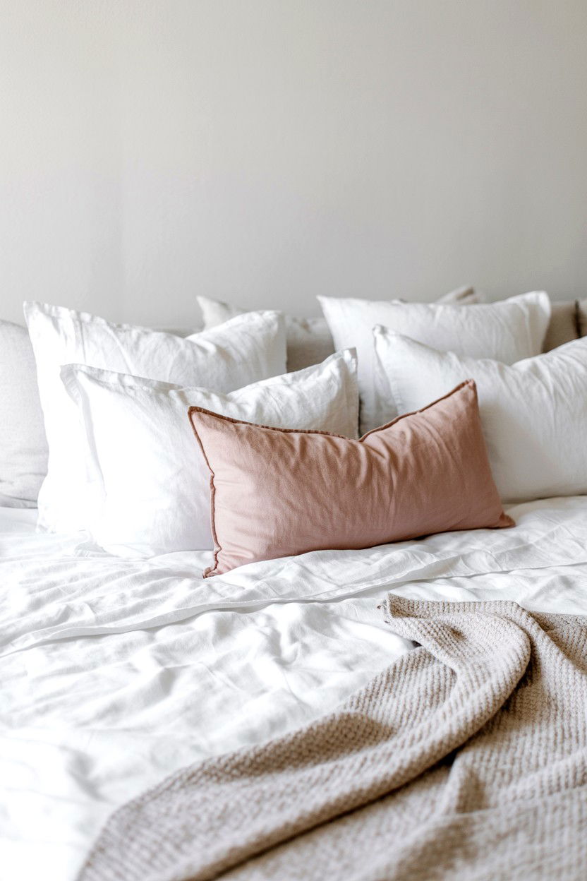 White Linen Bedding - 25 Minimalist Valentine's Day Ideas