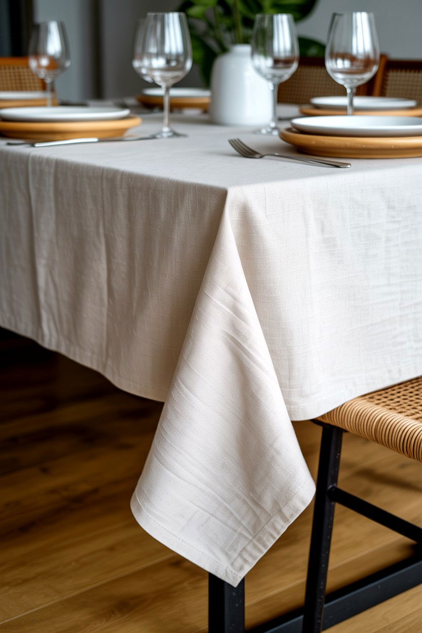 White Linen Tablecloth - 25 Minimalist Valentine's Day Table Ideas