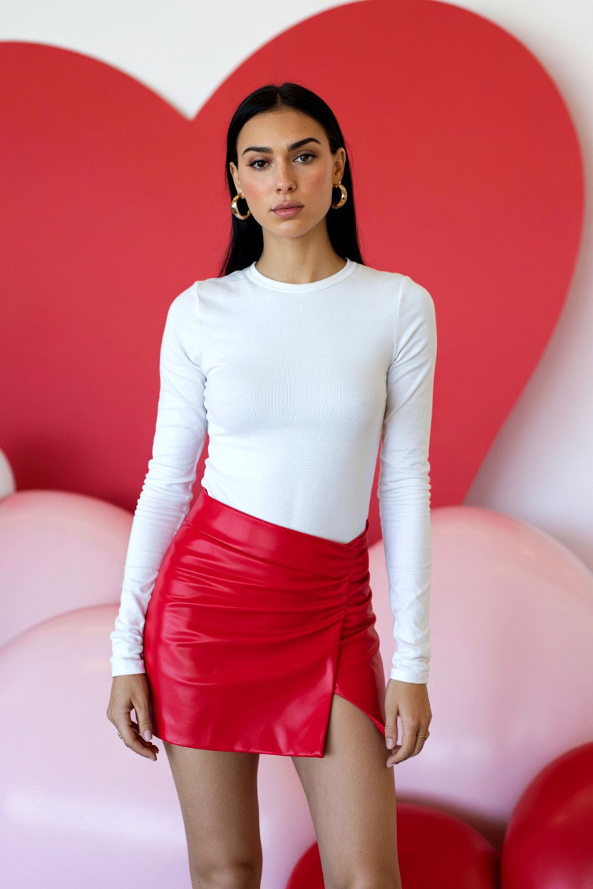 White Long Sleeve Bodysuit Outfit - 25 Valentine's Day Bodysuit Outfits