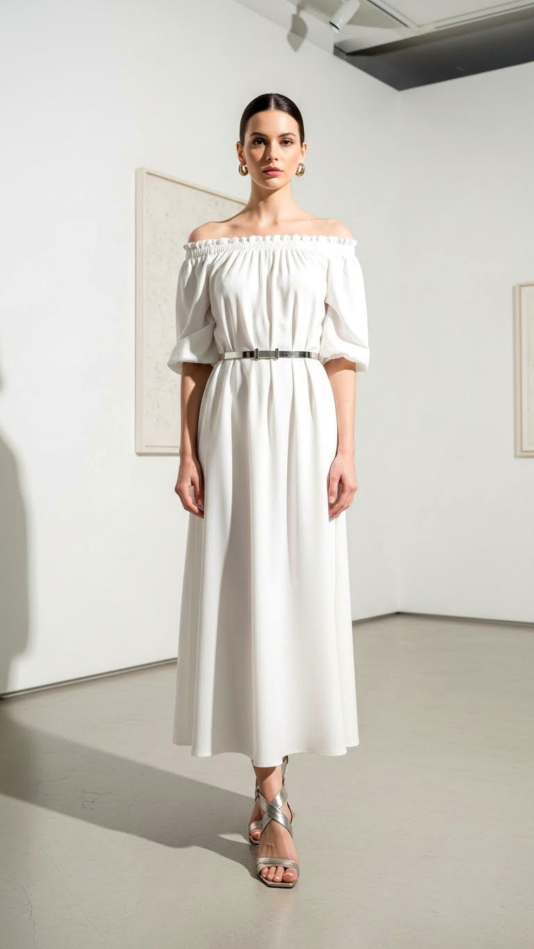 White Off The Shoulder Dress - 25 valentine's day dress ideas