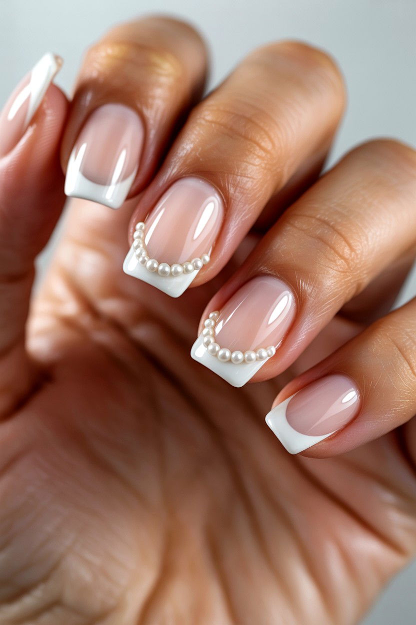 White Pearl French Tip - 25 Pearl Valentine's Day Nail Ideas