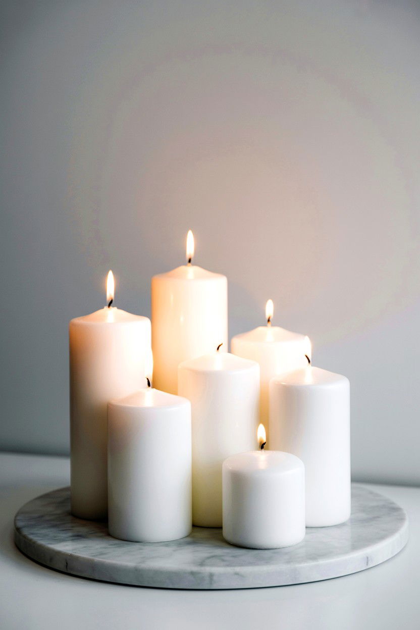White Pillar Candles - 25 Valentine's Day Candle Display Ideas