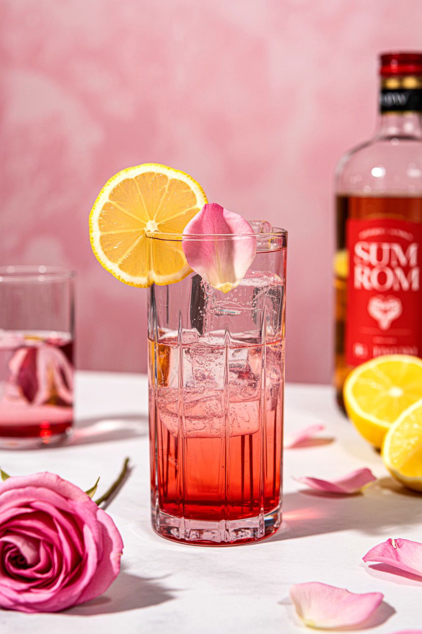 White Rum Rose Lemonade - 25 Valentine's Day Rum Cocktails