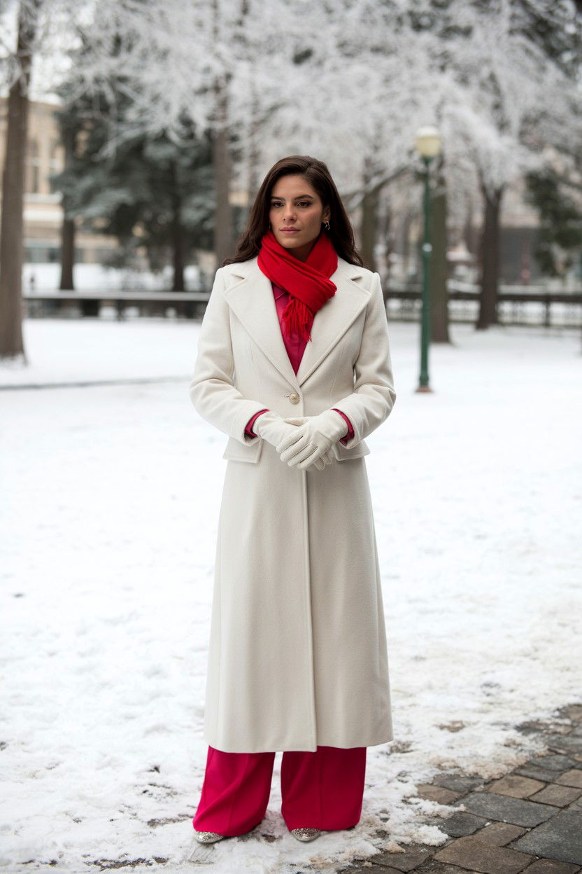 White Wool Coat - 25 Valentine's Day Winter Outfits