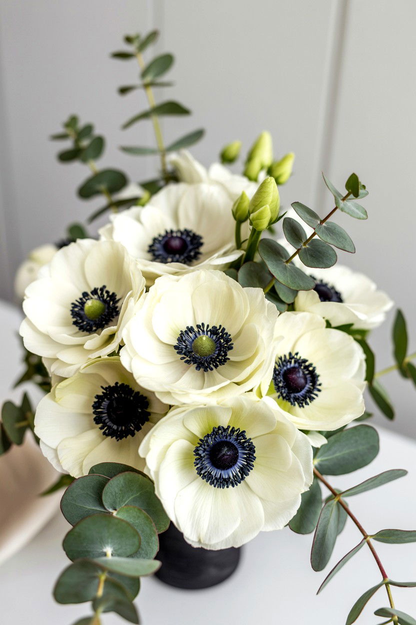 White anemone wedding bouquet - 25 Valentine's Day Wedding Bouquet Ideas