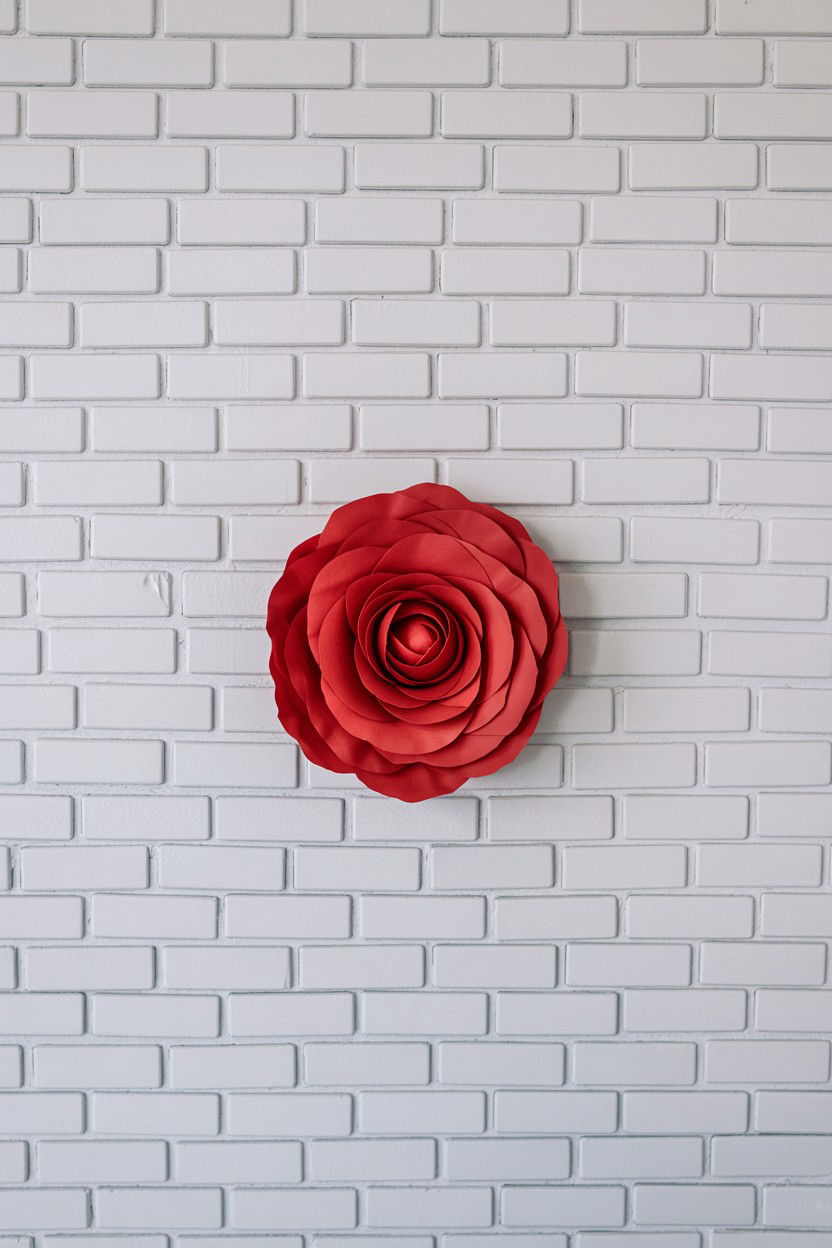 White brick wall with rose - 25 Valentine's Day Photo Backdrop Ideas