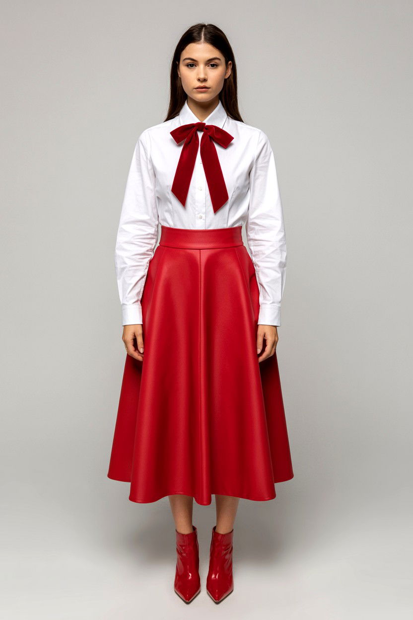 White button down shirt with bow - 25 Valentine's Day Preppy Outfits