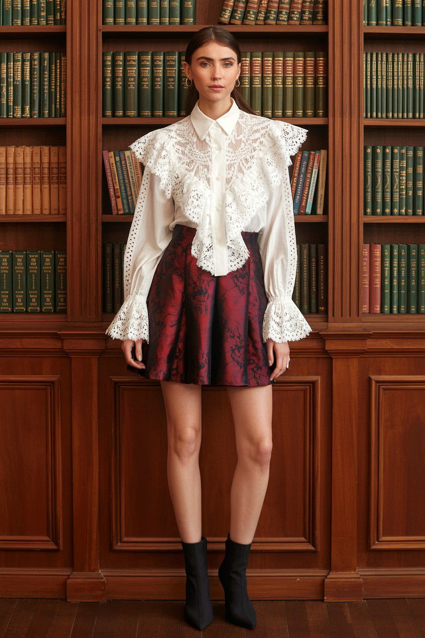 White lace ruffle blouse - 25 Coquette Valentine's Day Outfits