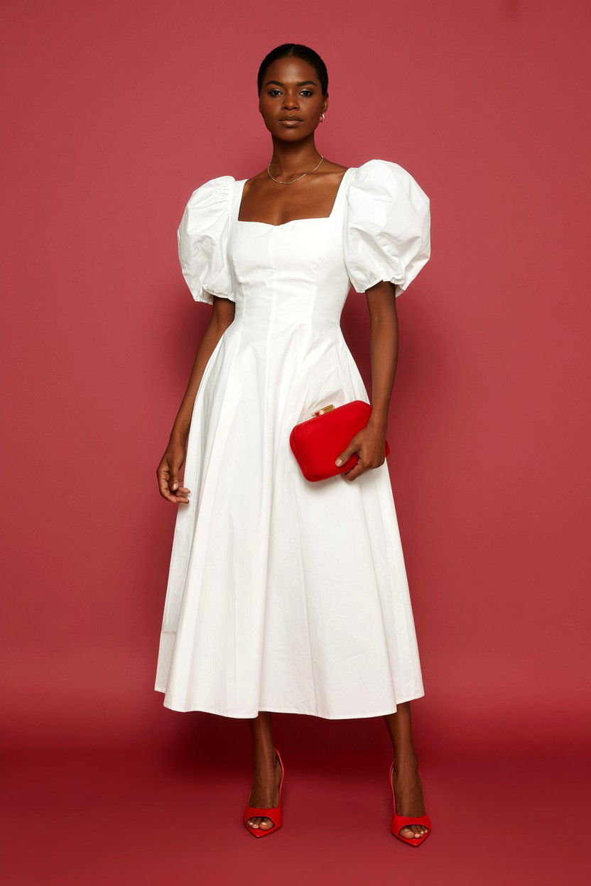 White puff sleeve dress - 25 Valentine's Day Night Out Outfits