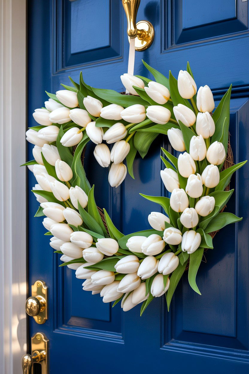 White tulip wreath - 25 Farmhouse Valentine's Day Wreath Ideas