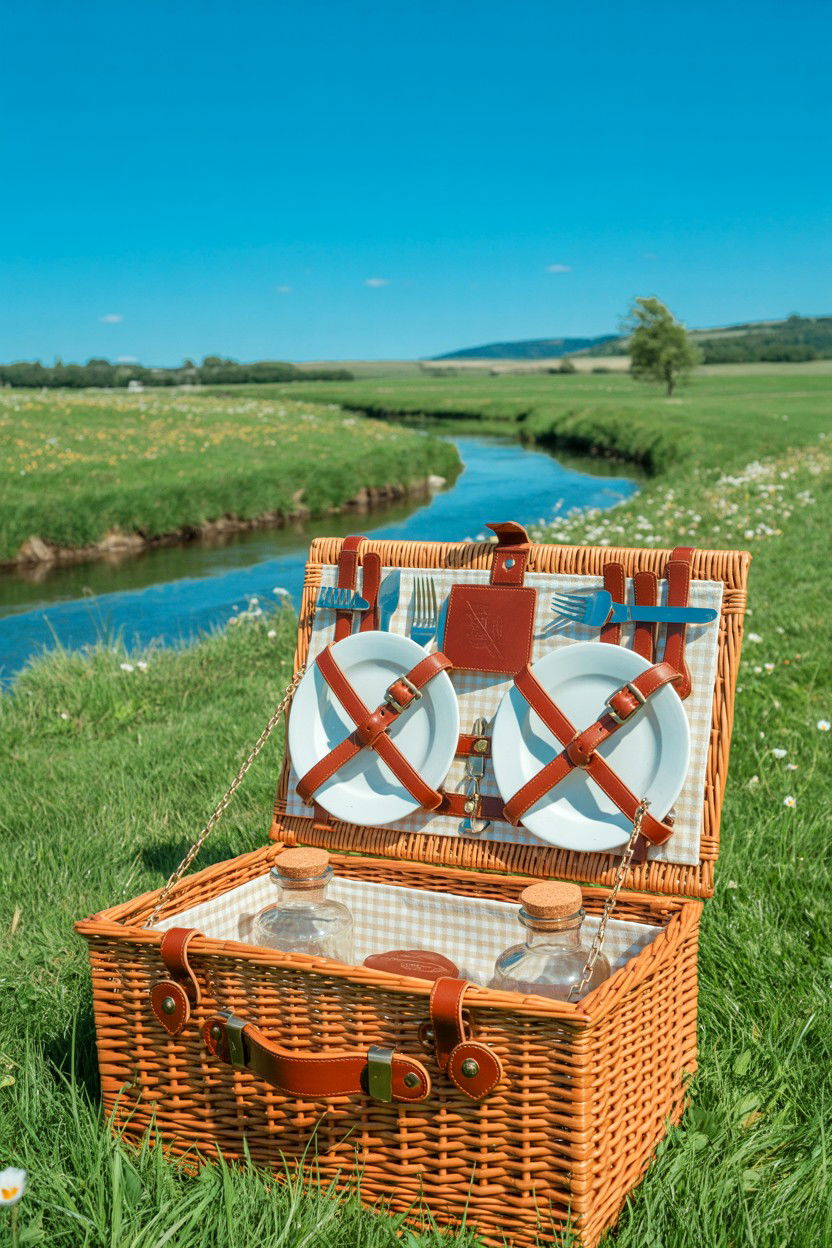 Wicker Picnic Hamper - 25 Cottagecore Valentine's Day Ideas