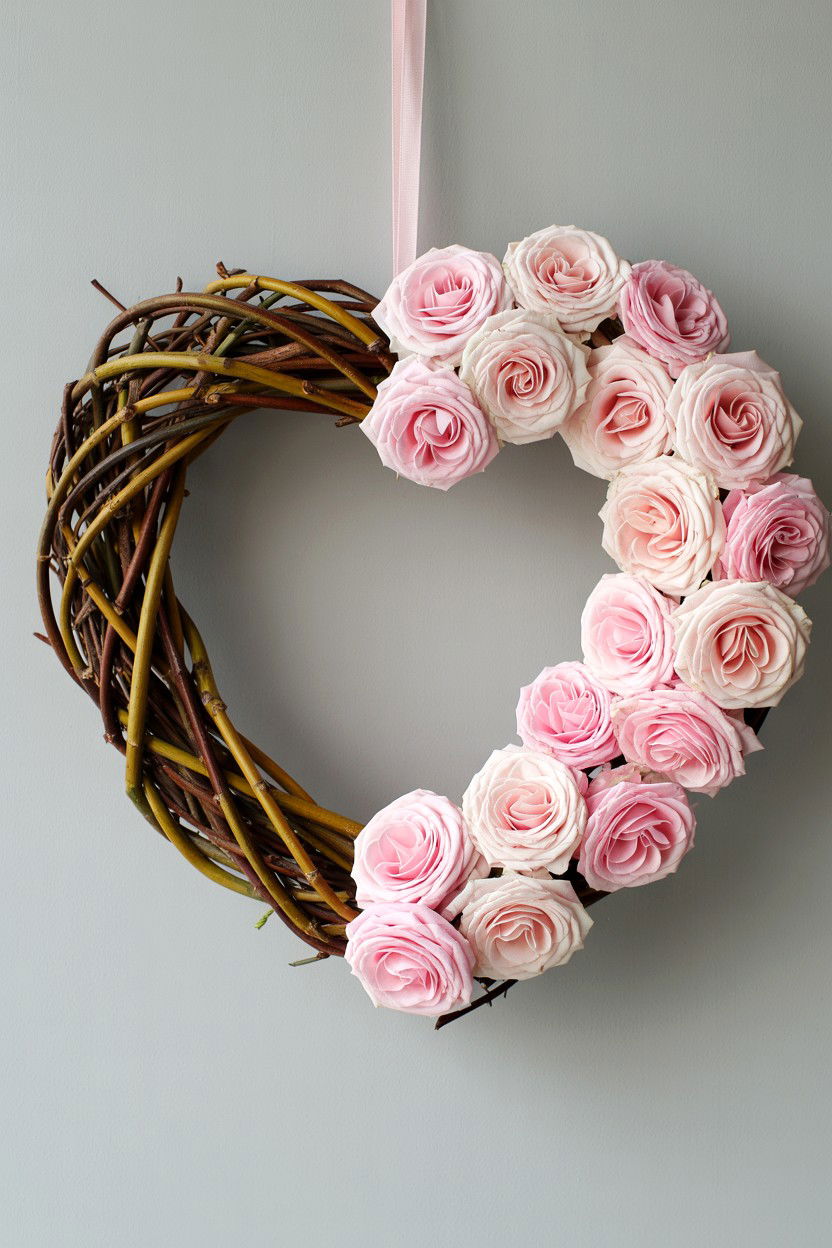 Willow Rose Wreath - 25 Rose Valentine's Day Wreath Ideas