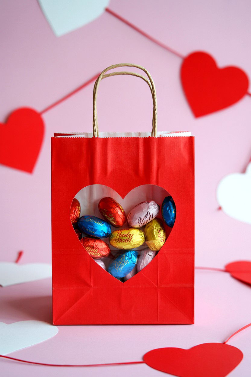 Window Cutout Bag - 25 Valentine's Day Treat Bag Ideas
