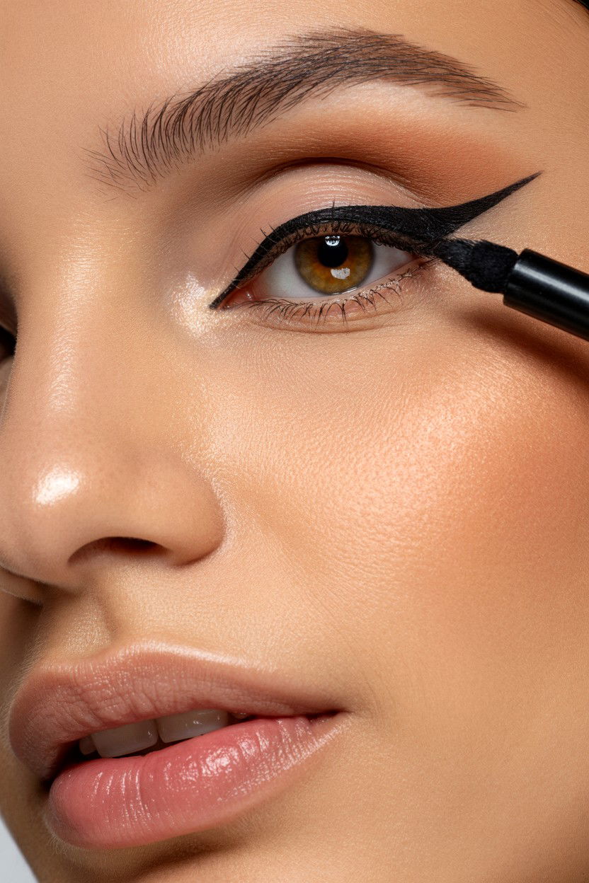 Winged Eyeliner - 25 Valentine's Day Makeup for Beginners